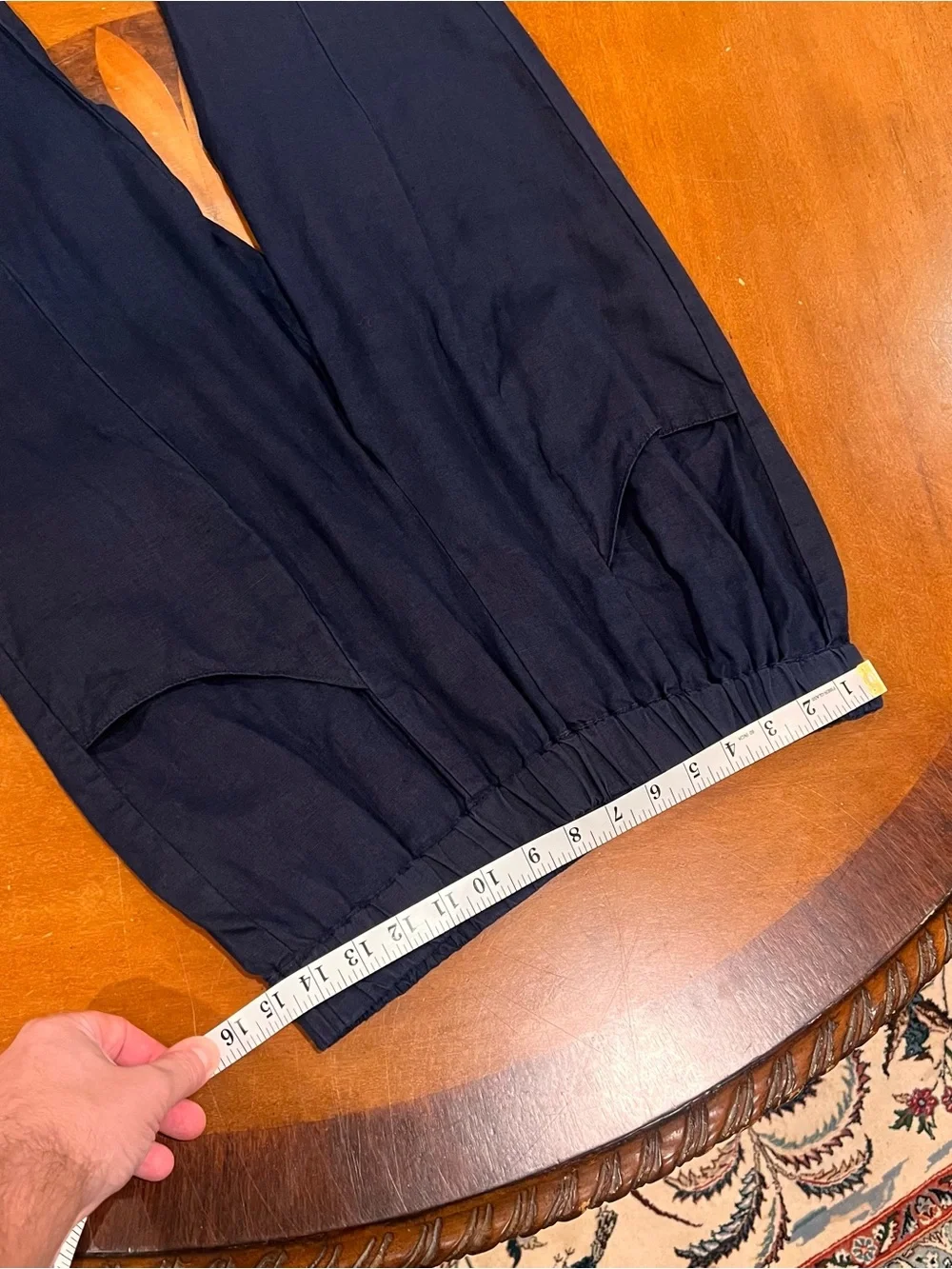 Quince Women’s 100% European Linen Flax Pull-On Pant Medium Navy Relaxed Fit